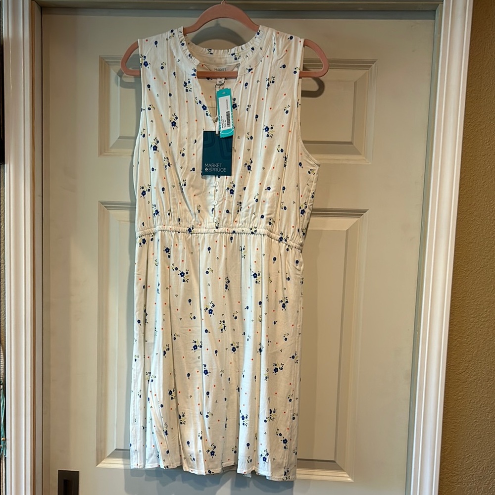 White and Blue Floral Dress